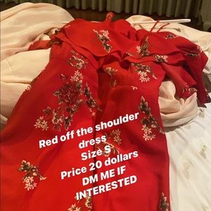Red off the shoulder dress